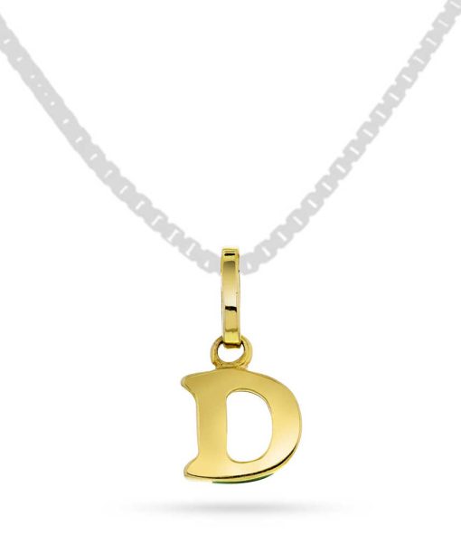 Bokstavsmykke i gult gull, D-anheng