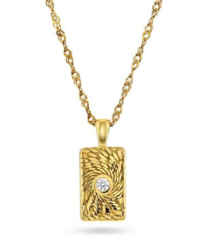 Frida Leonore - Fate necklace i forgylt stål med hvit sten