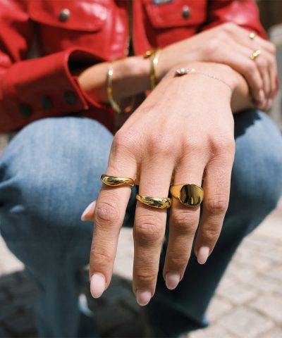 Alternative view of Frida Leonore - Rise ring i forgylt stål