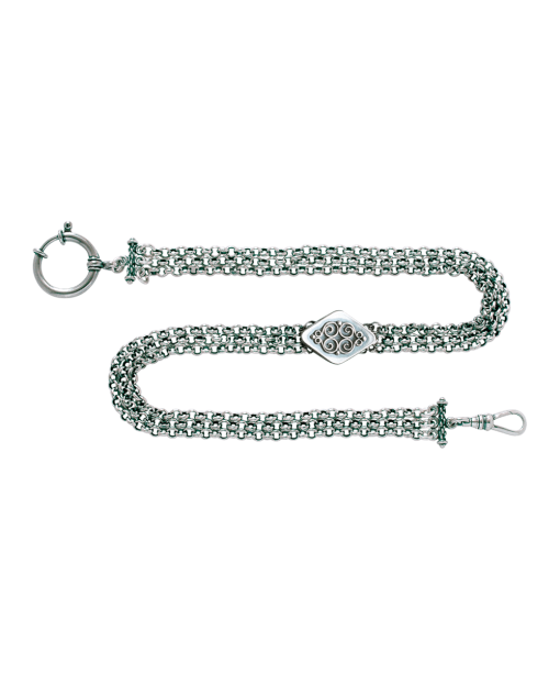 Klokkekjede 37 cm 3 rader med kjede+lås, oksidert