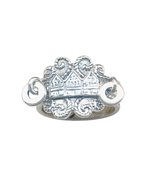 Sylvsmidja Bunadsring Bergen med ringlauv, kvit