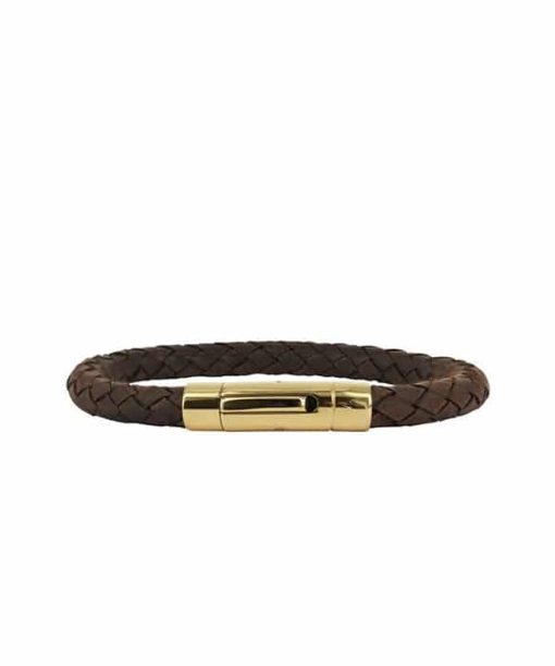 Arock Izar brunt lærarmbånd med forgylt lås