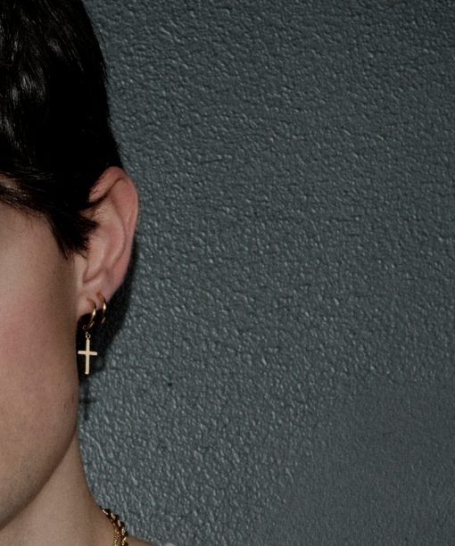 Alternative view of Arock Cross Øredobber med Kors - Gullforgylt,14K