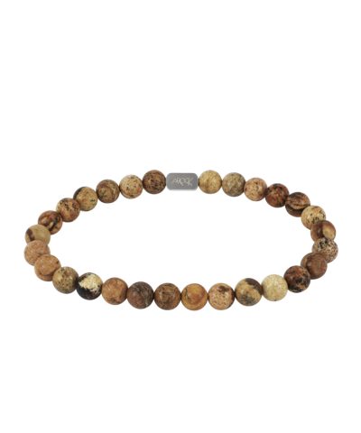 Arock Morris Stenarmbånd i Stål med Edelstener Beige 17-22cm