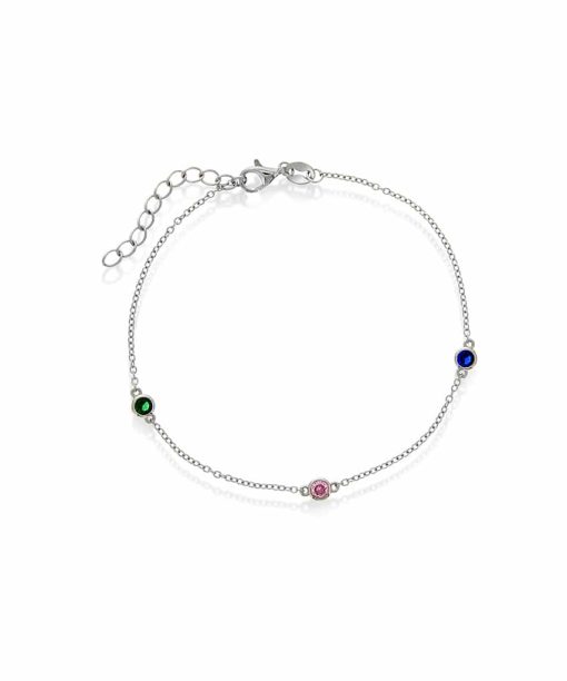 Ankelkjede i sølv med zirkonia 20 cm