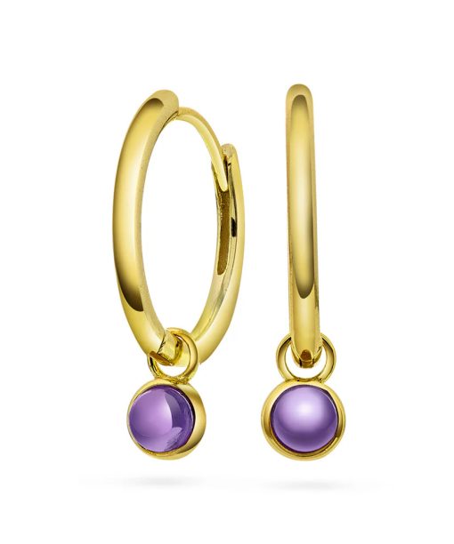 Sandra Lyng, Ørering i forgylt sølv med ametyst RO (24mm)