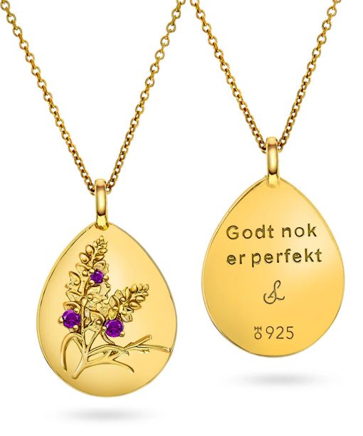 Sandra Lyng, "Godt nok er perfekt" amulett med ametyst