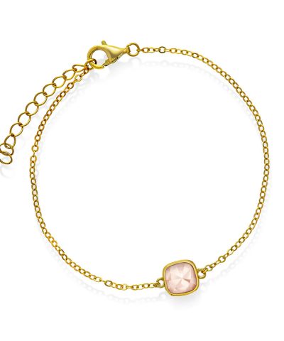 Armbånd i forgylt sølv med rosa opal KJÆRLIGHET