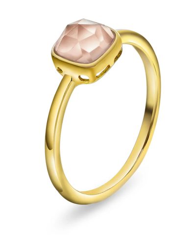 Ring i forgylt sølv med rosa opal KJÆRLIGHET