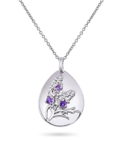 Amulett i 925 sølv med ametyst