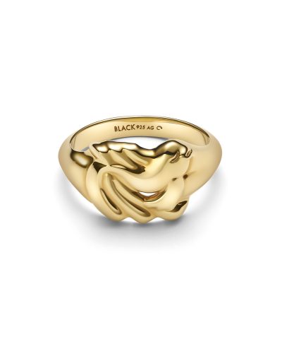 Maria Black Fish Mini Signet Ring Gold
