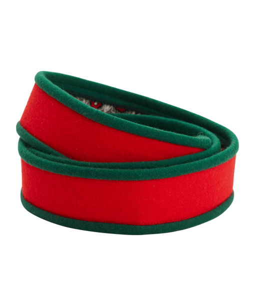 Stofflist, raud med grøn kant