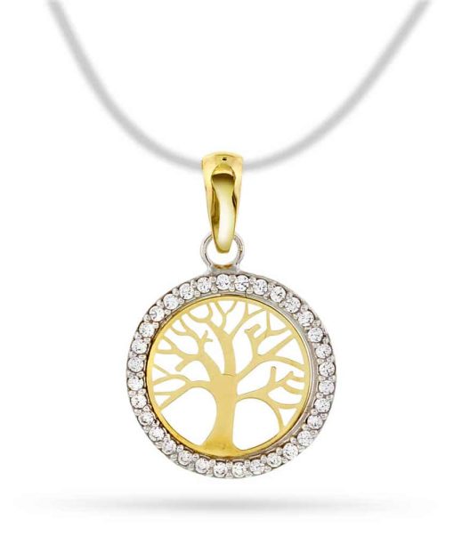 Pan Jewelry Anheng i gull med zirkonia livets tre