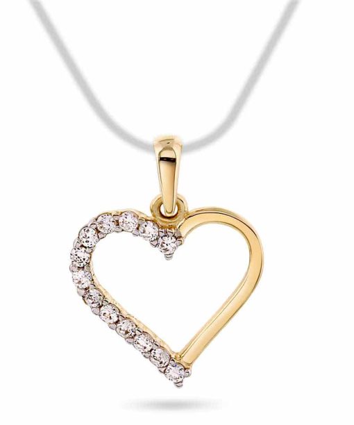 Pan Jewelry Anheng i gull med zirkonia hjerte 15mm