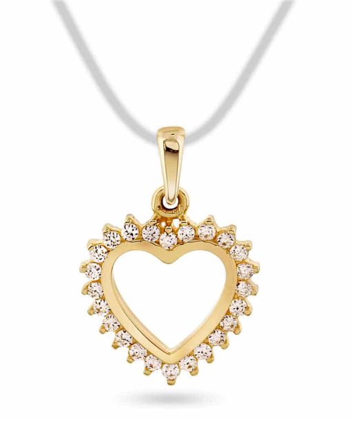 Pan Jewelry Anheng i gull med zirkonia hjerte 13mm