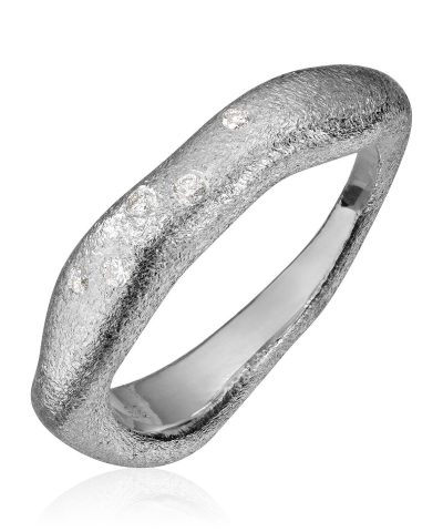 Lene Visholm Ring 0.05ct Wsi strukturert hvit