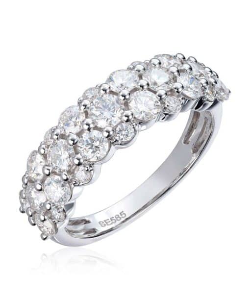 Ring med tilsammen 1,63ct TWSI i hvitt gull