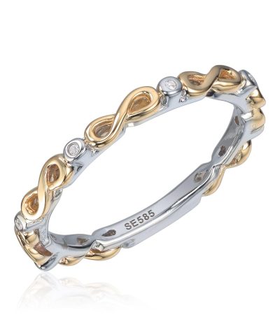 Ring Evighetstegn i to-farget 14K gull med 0,01ct WSI diamanter