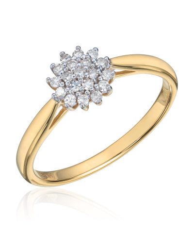 Ring Rosett 14K gull med 0,15ct WSI diamanter
