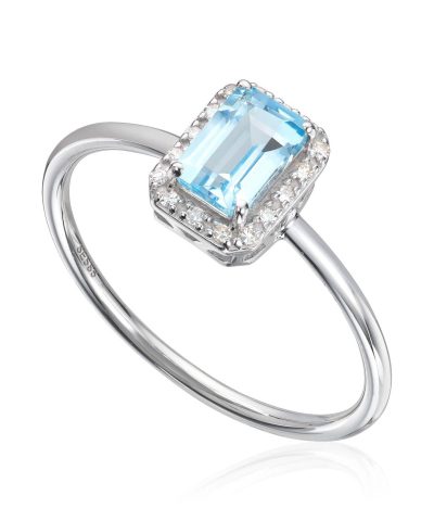 Ring med 0,053ct WSI og Topas i hvitt gull