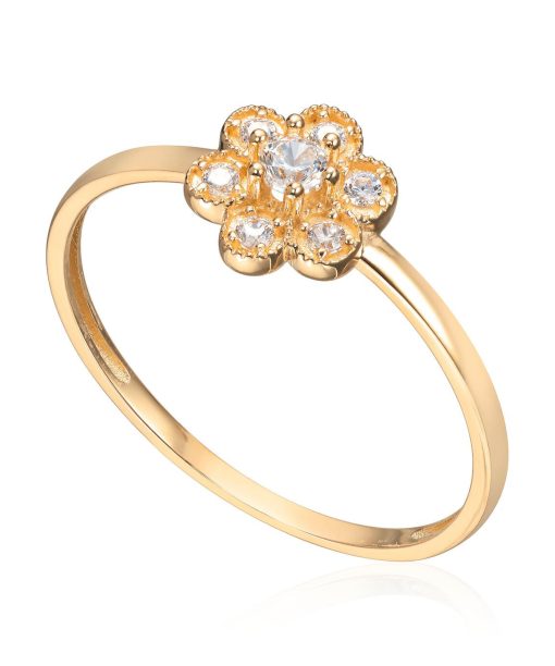 Ring Rosett i 14K gult gull og zirkoner