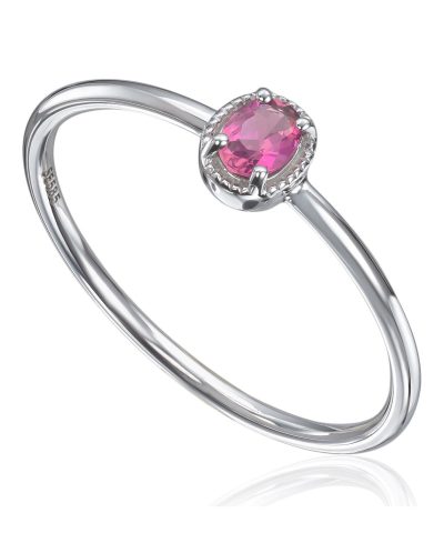 Ring i 14K hvitt gull med rosa turmalin