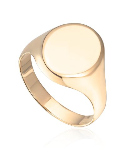 Signet ring med oval topp i 14K gult gull