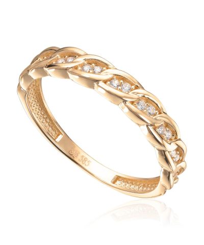 Ring Flettet design Cz 14K