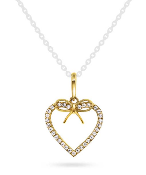 Anheng i gull, hjerte med zirkonia