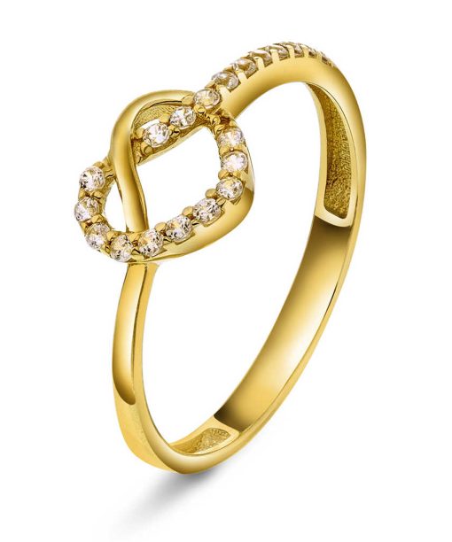 Ring i gull, Hjerte med zirkonia