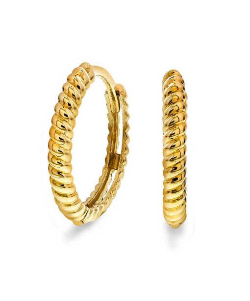 Øreringer i gull med mønster (15mm)