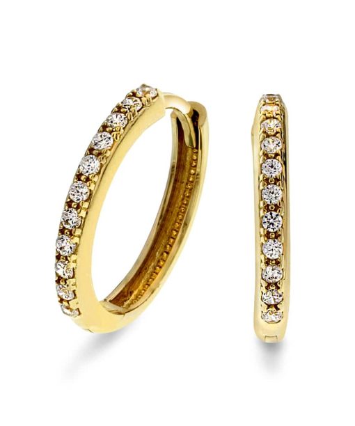 Øreringer i gull med zirkonia