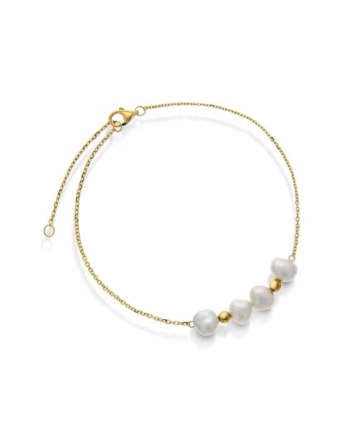 Armbånd i gull med ferskvannsperler