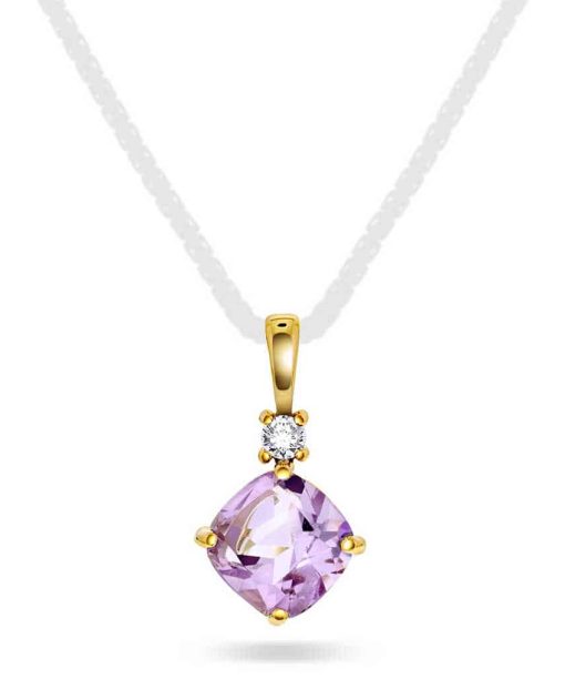 Anheng i gull med ametyst og zirkonia