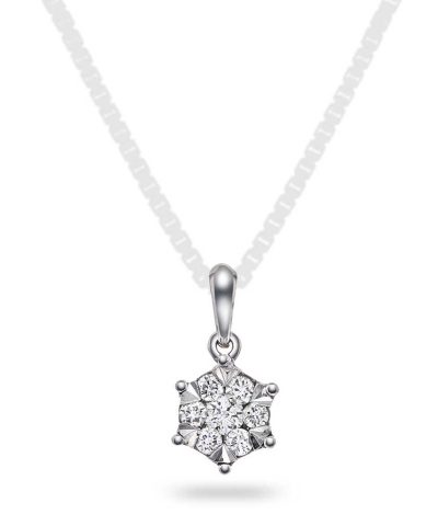 Anheng i hvitt gull, rosett diamanter 0,15 ct