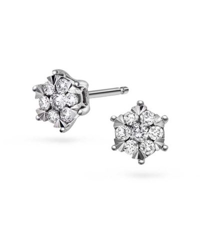 Øredobber i hvitt gull, rosett diamanter 0,27 ct