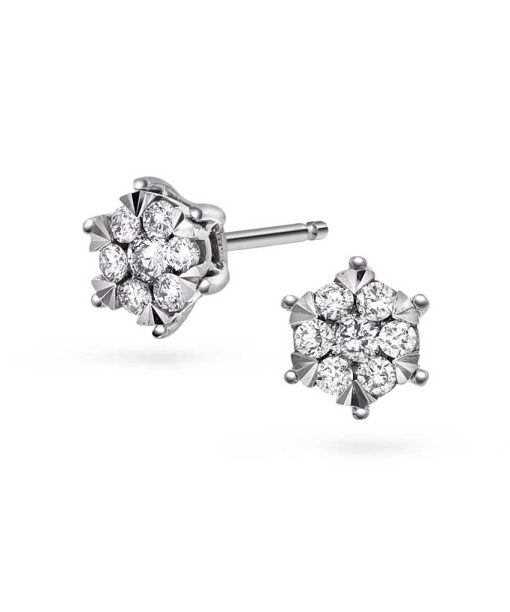 Øredobber i hvitt gull, rosett diamanter 0,27 ct