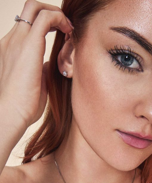 Alternative view of Øredobber i hvitt gull, rosett diamanter 0,27 ct