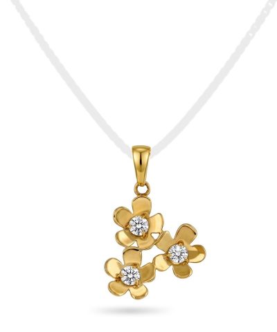 Pan Jewelry - Anheng i gull med zirkonia blomst