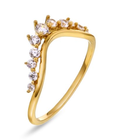Pan Jewelry - Ring i gull med zirkonia