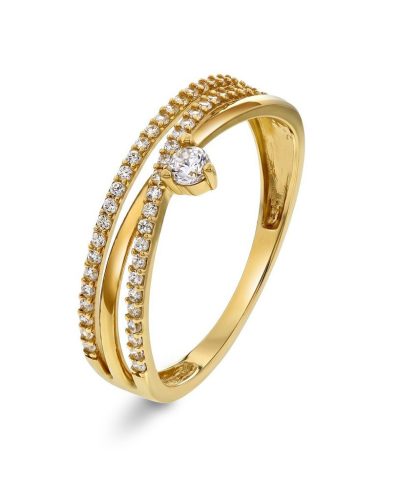 Ring i gull med zirkonia, 1,5 mm