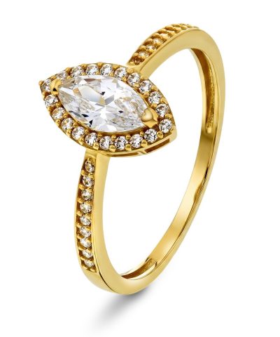 Pan Jewelry - Ring i gull med zirkonia