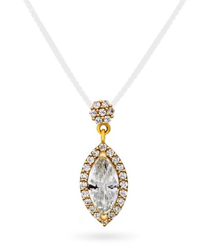 Pan Jewelry - Anheng i gult gull med zirkonia
