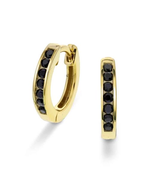 Øreringer i sølv med sort zirkonia