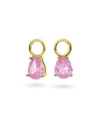 Gulldia - Drop charms i sølv med lys rosa zirkonia