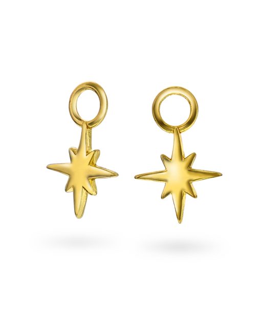 Golden star charms i sølv