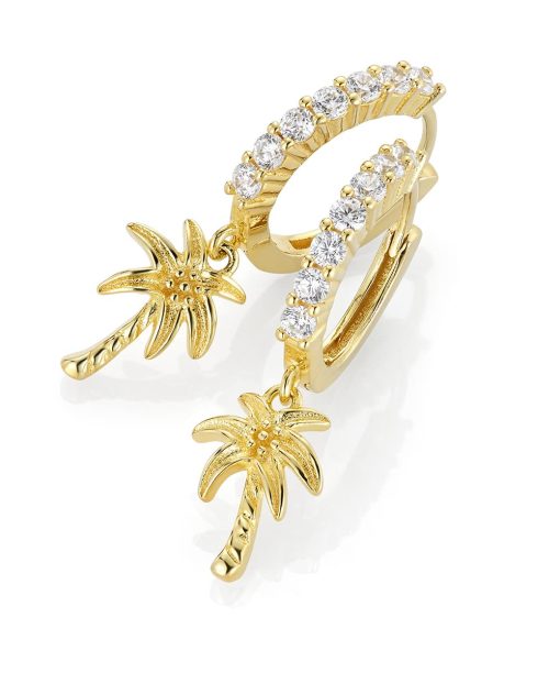 GD Palm tree Forgylte øreringer i sølv med zirkonia stener