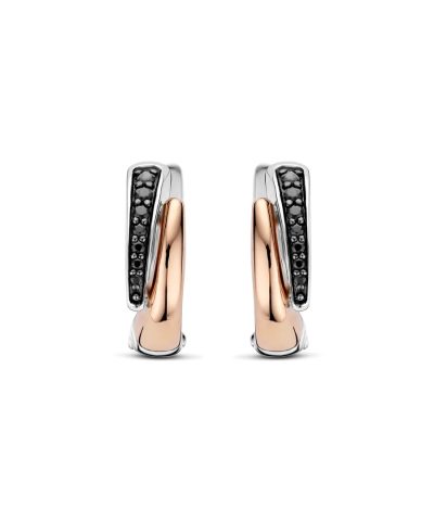 Alternative view of Ti Sento Black Zirconia Layered Hoops