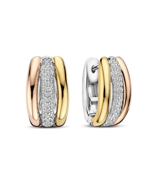 Ti Sento Tricolor Triple Circle Zirconia Hoops