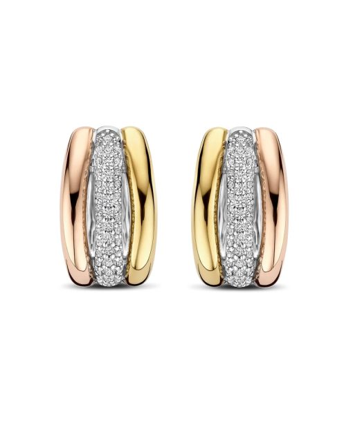 Alternative view of Ti Sento Tricolor Triple Circle Zirconia Hoops